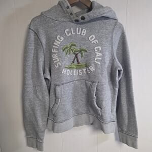 Hollister Preppy Surfing Club Heather Gray Pullover Button Hoodie Size XL